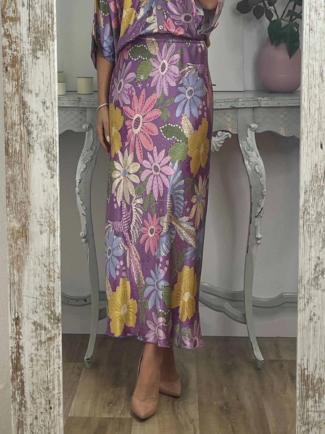 Elegance Bloom™ 2-Piece Floral Satin Set – Fishtail Silhouette