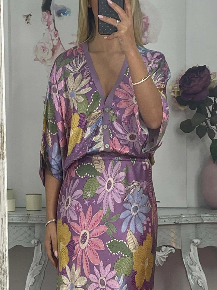 Elegance Bloom™ 2-Piece Floral Satin Set – Fishtail Silhouette