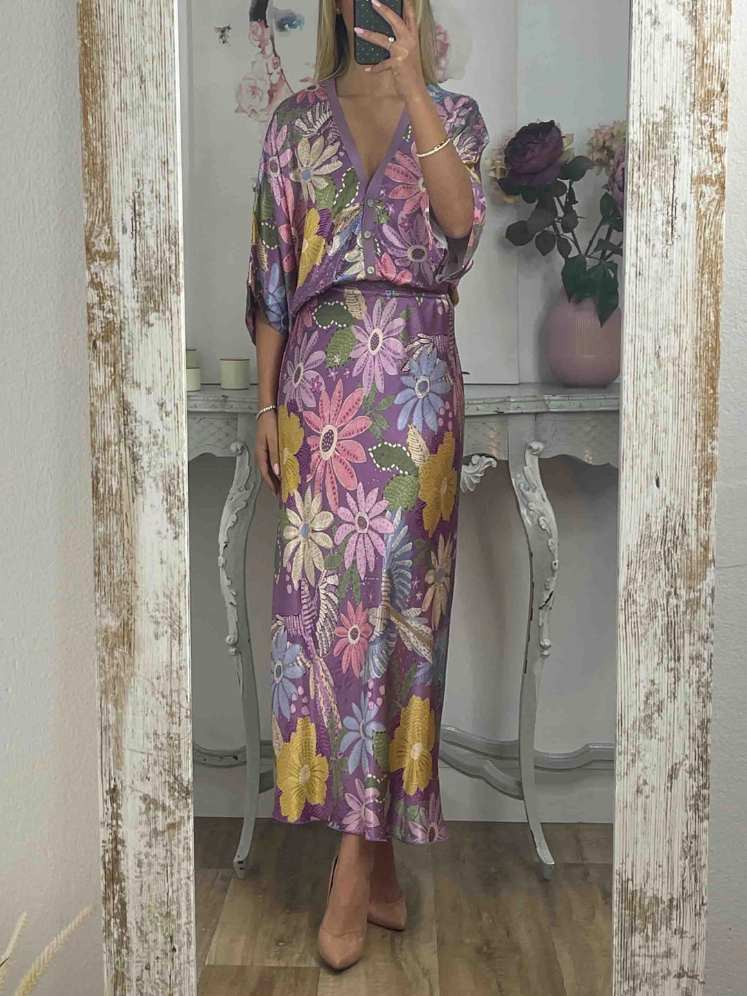 Elegance Bloom™ 2-Piece Floral Satin Set – Fishtail Silhouette