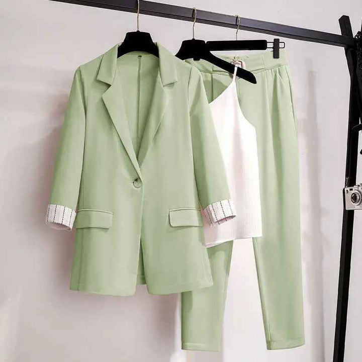 3-Piece Chic Suit Set – Blazer, Camisole & Trousers
