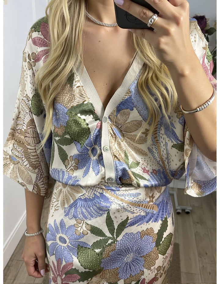 Elegance Bloom™ 2-Piece Floral Satin Set – Fishtail Silhouette