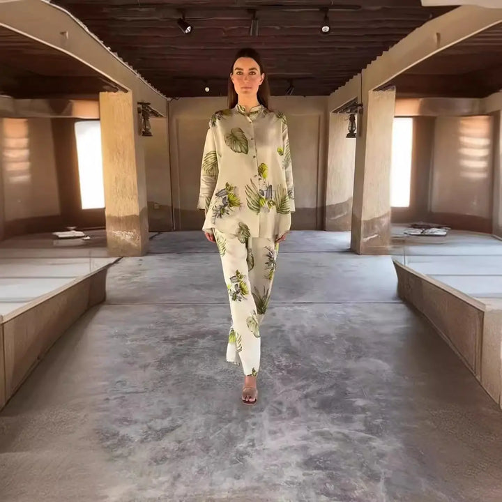 VELISSIA™ | Botanical Print Flowy Set – Natural Elegance & Summer Comfort