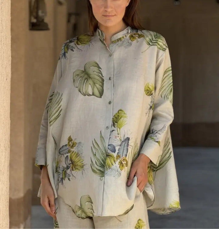 VELISSIA™ | Botanical Print Flowy Set – Natural Elegance & Summer Comfort