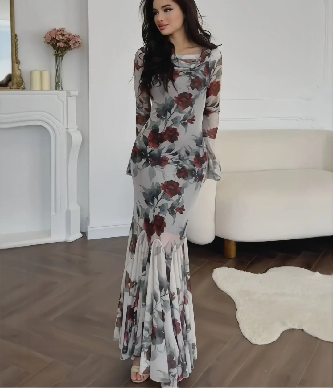 VELISSIA™ | Floral Mermaid Maxi Dress – Romantic Elegance & Timeless Charm