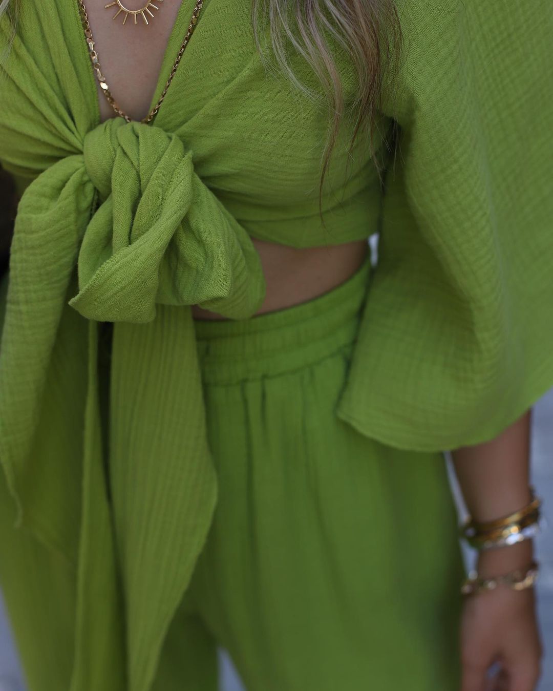 VELISSIA™ | Flowy Bohemian Set – Two-Piece Tie-Front Outfit