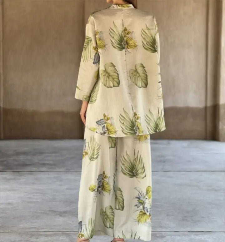 VELISSIA™ | Botanical Print Flowy Set – Natural Elegance & Summer Comfort