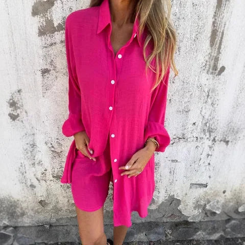 Nora™ | Casual Effen Blouse Set with Shorts