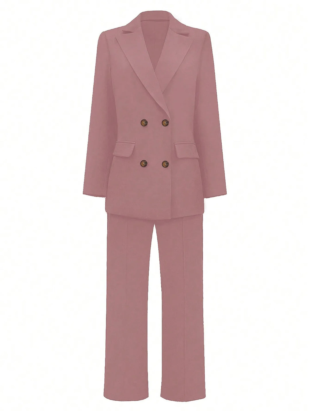 Blush Pink Women’s Power Suit – Wide-Leg Trousers & Structured Blazer with Bustier Top