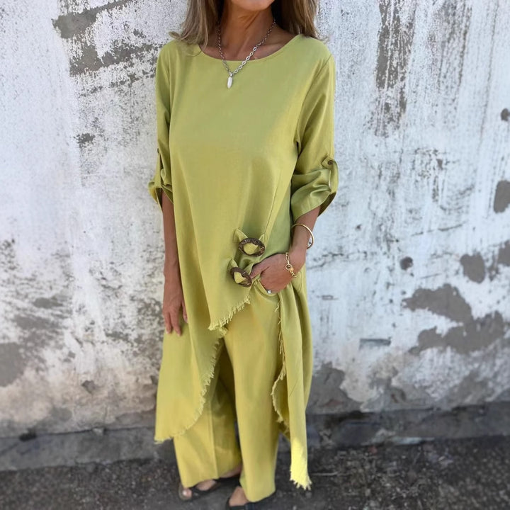 VELISSIA™ | 2-Piece Women's Set – Flowy Tunic & Wide-Leg Pants